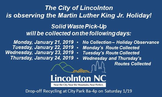 MLK Holiday Schedule for Solid Waste
